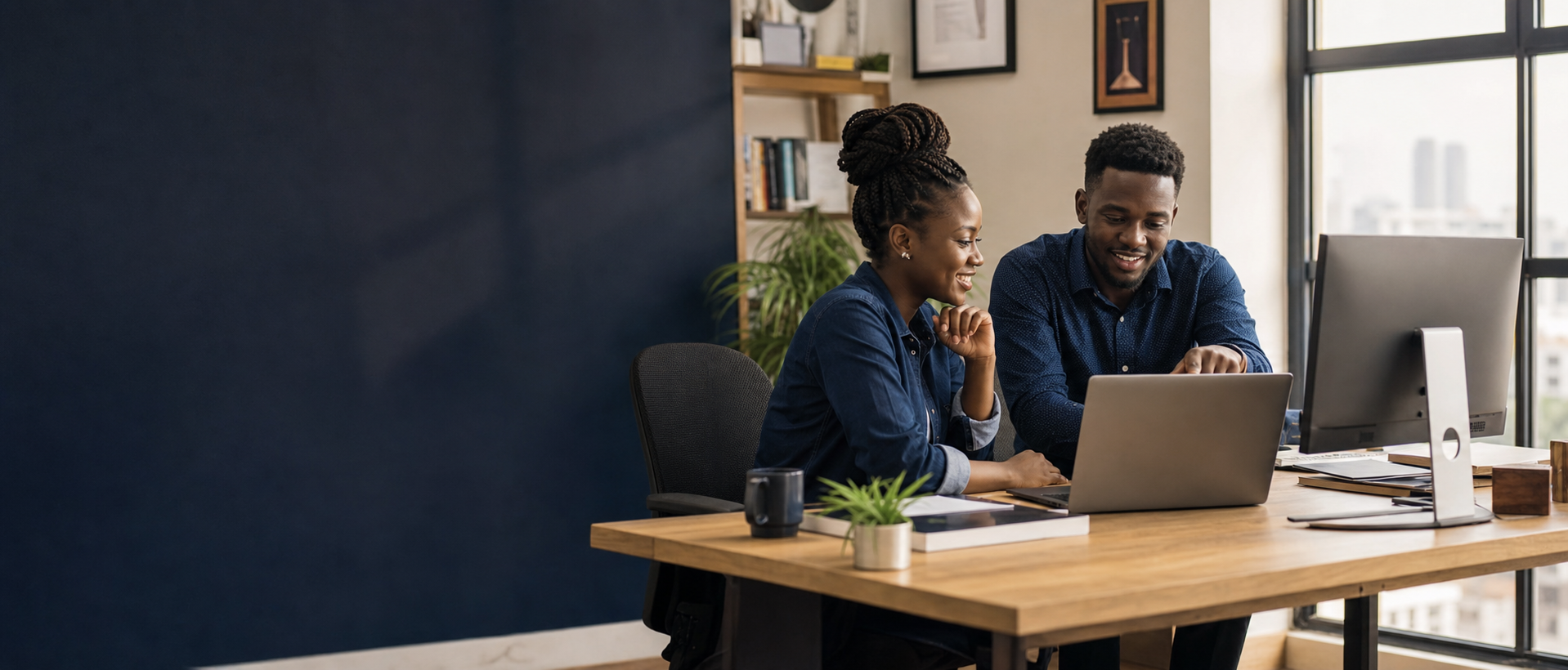 Web designers collaborating in a bright studio